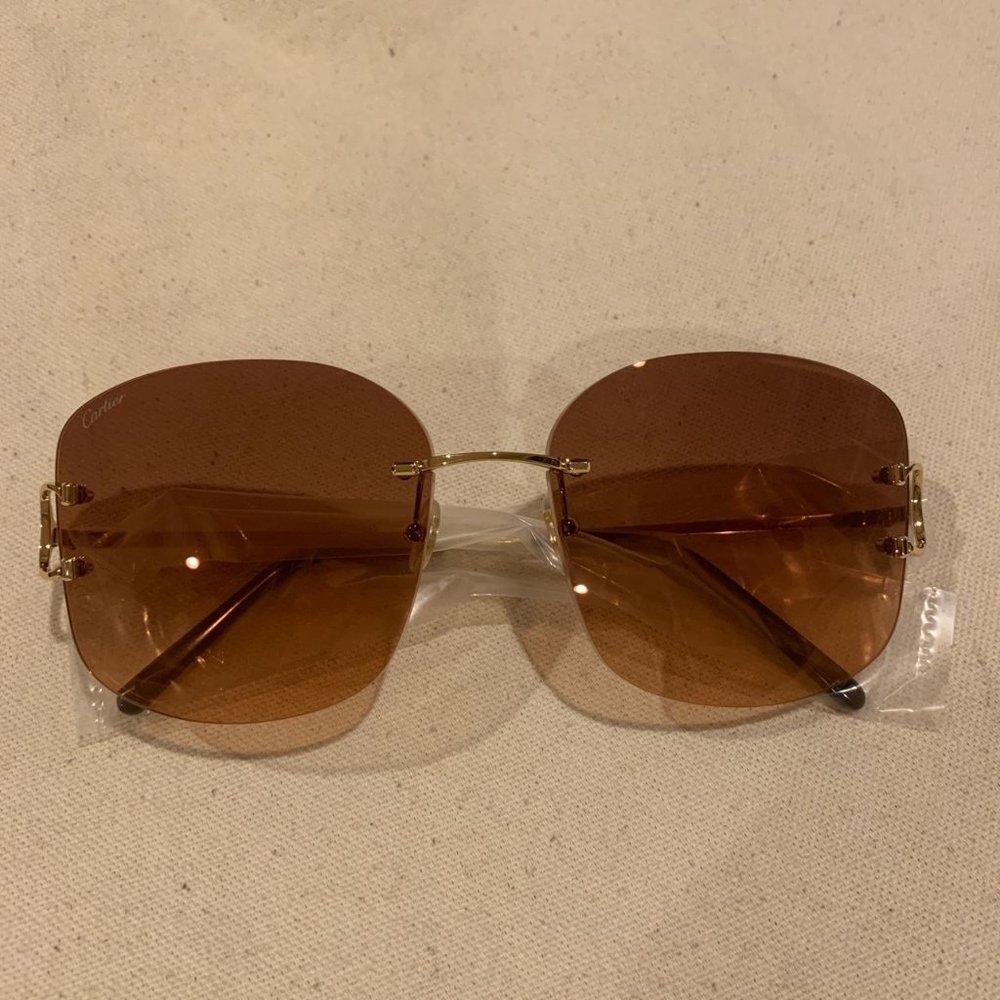 Cartier Rimless around Metal & Acetate Sunglasses